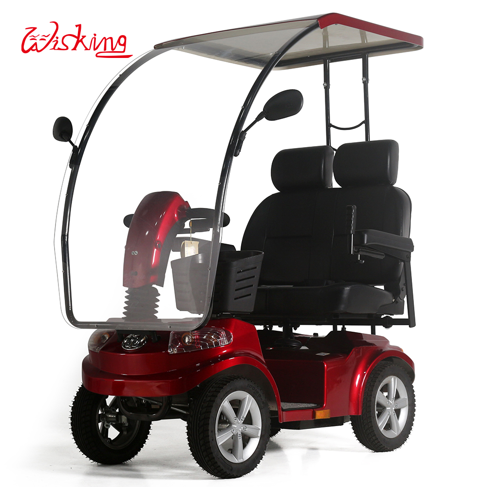 2 seats electric mobility scooter with roof for elderly
