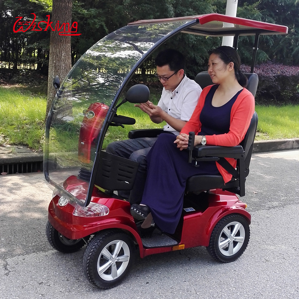 2 seats electric mobility scooter with roof for elderly